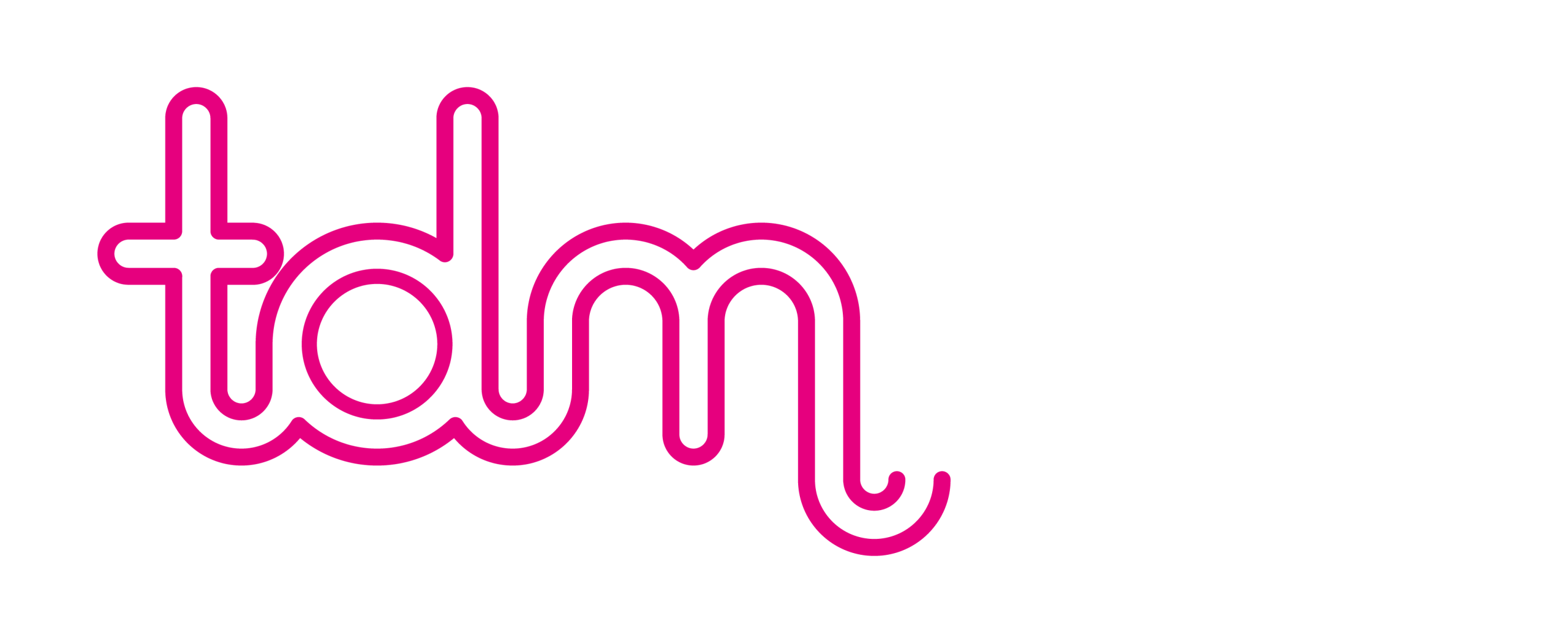 Logotipo de "tdm" en rosa con el texto "el respeto nos mueve" a la derecha en blanco sobre fondo negro.