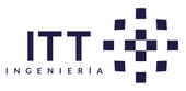 Logotipo de ITT Ingeniería con letras en negrita y un diseño geométrico a la derecha.