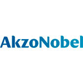 Logotipo de AkzoNobel con texto en azul degradado.