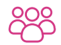 Icono de tres figuras humanas estilizadas en color rosa.